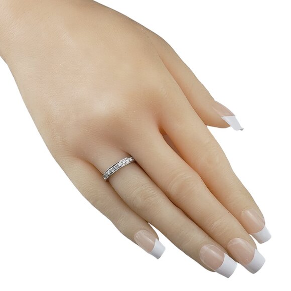 14 Karat White Gold and Diamond Wedding Band Ring Size 4.5-4.75 #18098 - Picture 7 of 8